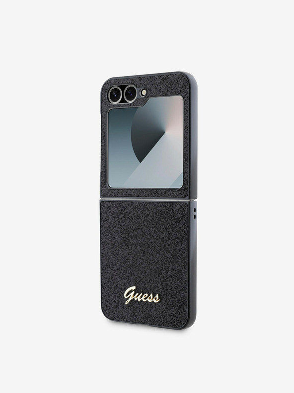 Guess Guess PC/TPU kovinski logotip z bleščicami za Samsung Galaxy Z Flip 6 Black