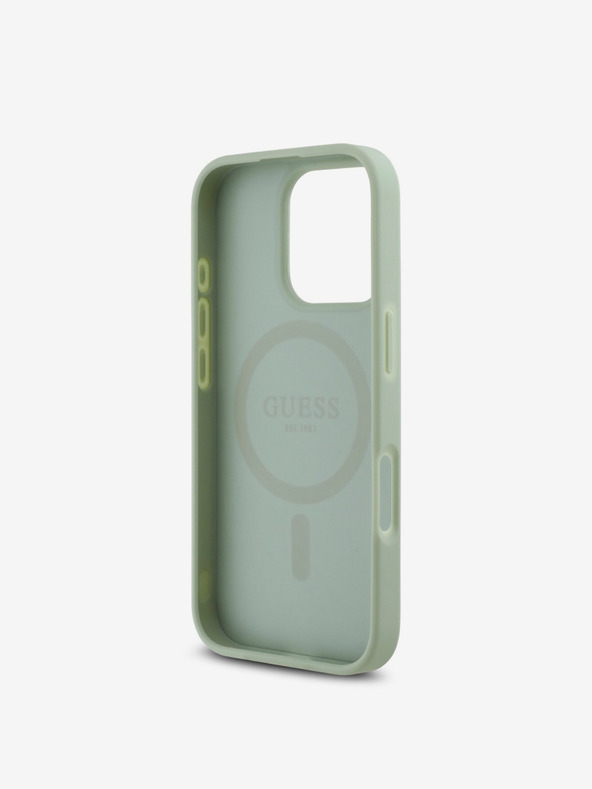 Guess Guess PU Grained Classic Logo MagSafe hrbtni ovitek za iPhone 16 Pro Green