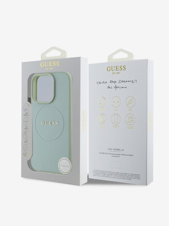 Guess Guess PU Grained Classic Logo MagSafe hrbtni ovitek za iPhone 16 Pro Green