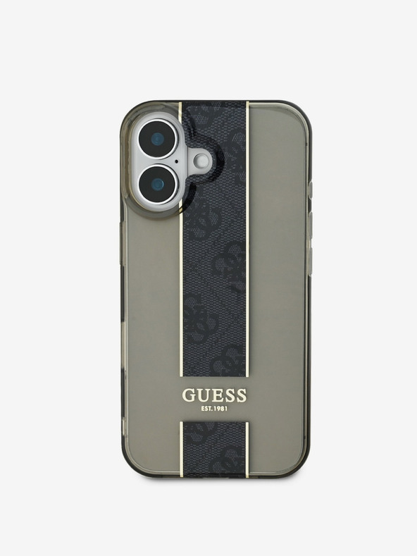 Guess Guess IML Middle 4G Stripe hrbtni ovitek za iPhone 16 črn