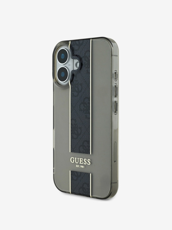 Guess Guess IML Middle 4G Stripe hrbtni ovitek za iPhone 16 črn