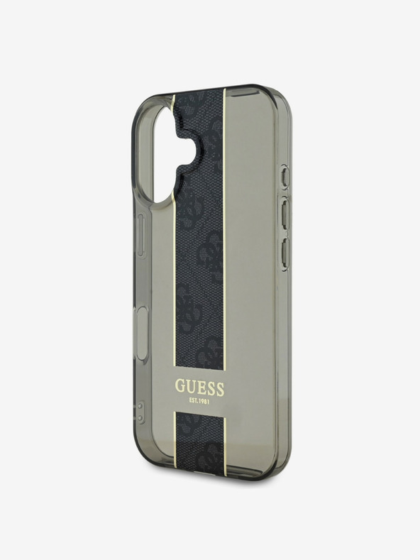 Guess Guess IML Middle 4G Stripe hrbtni ovitek za iPhone 16 črn