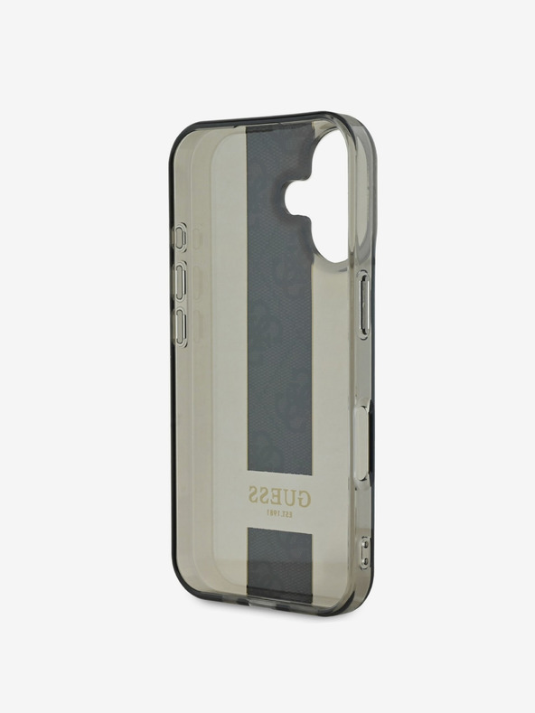 Guess Guess IML Middle 4G Stripe hrbtni ovitek za iPhone 16 črn