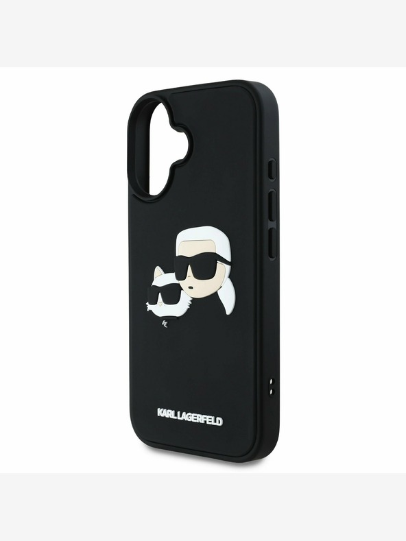 Karl Lagerfeld Karl Lagerfeld 3D gumijast hrbtni ovitek z dvojno glavo za iPhone 16 črn