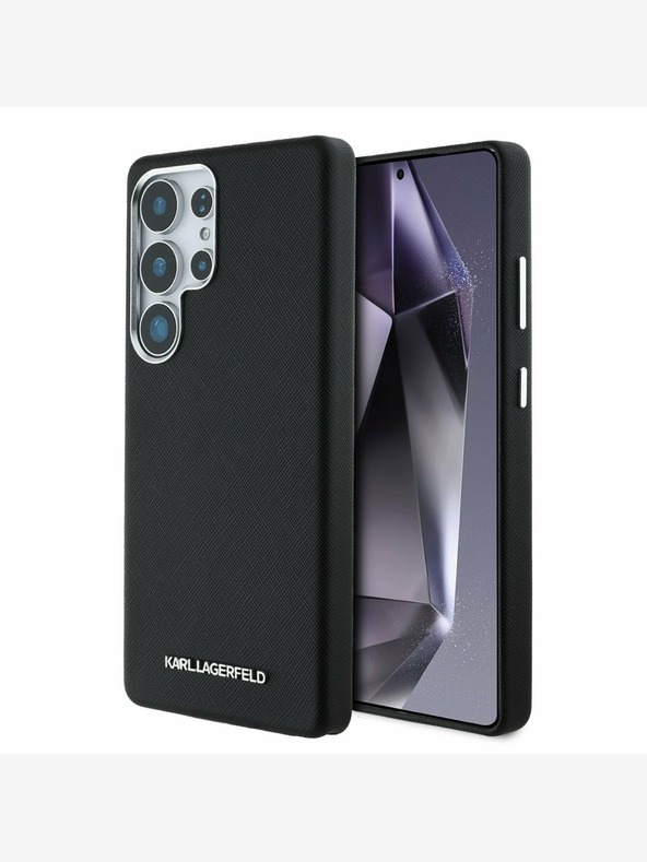 Karl Lagerfeld Karl Lagerfeld PU Saffiano kovinski logotip in okvir hrbtnega ovitka za Samsung Galaxy S25 Ultra Black