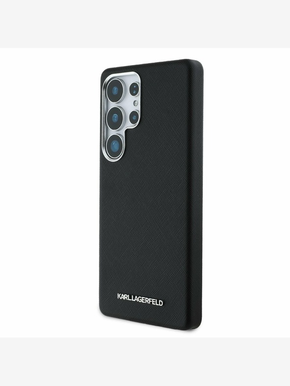 Karl Lagerfeld Karl Lagerfeld PU Saffiano kovinski logotip in okvir hrbtnega ovitka za Samsung Galaxy S25 Ultra Black