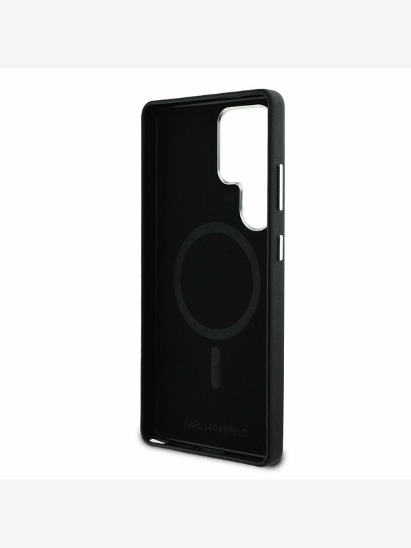 Karl Lagerfeld Karl Lagerfeld PU Saffiano kovinski logotip in okvir hrbtnega ovitka za Samsung Galaxy S25 Ultra Black