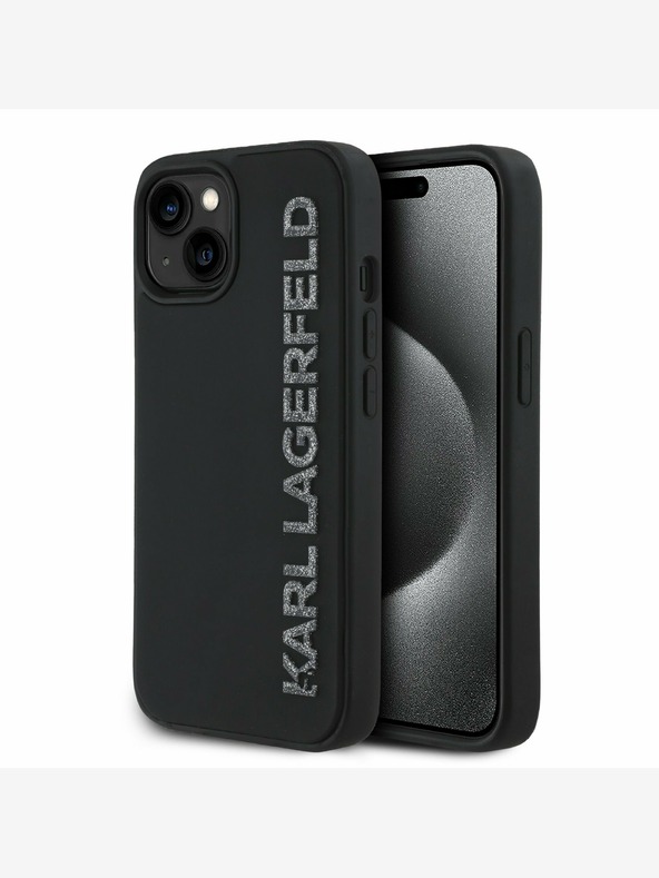 Karl Lagerfeld Karl Lagerfeld 3D gumijasti hrbtni ovitek z bleščečim logotipom za iPhone 13 Black