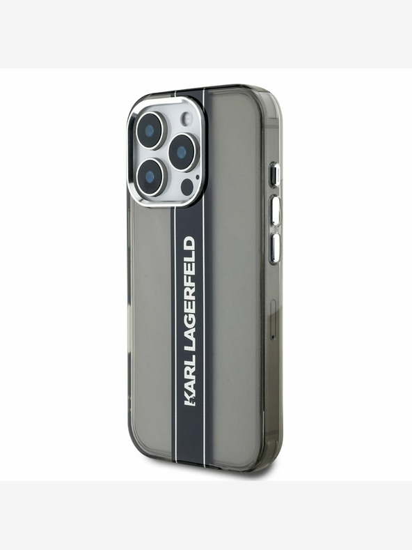 Karl Lagerfeld Karl Lagerfeld IML Stripe Logo hrbtni ovitek za iPhone 16 Pro Max črn