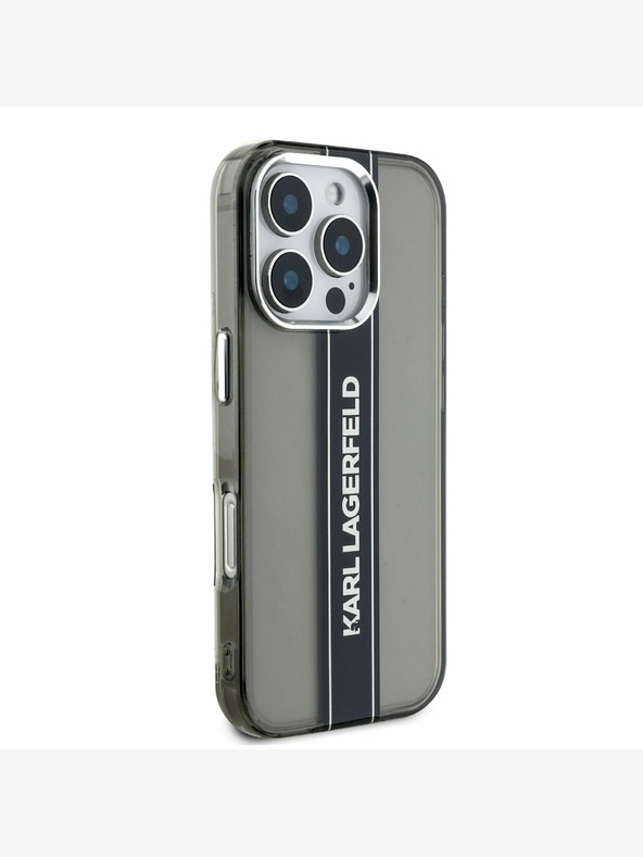 Karl Lagerfeld Karl Lagerfeld IML Stripe Logo hrbtni ovitek za iPhone 16 Pro Max črn