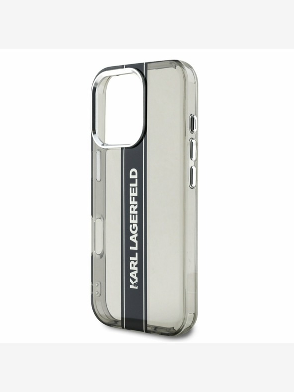 Karl Lagerfeld Karl Lagerfeld IML Stripe Logo hrbtni ovitek za iPhone 16 Pro Max črn