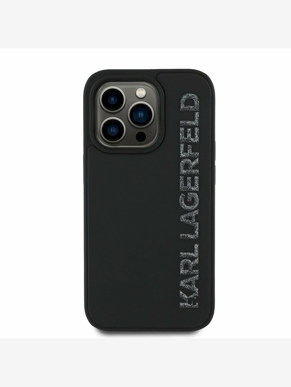 Karl Lagerfeld Karl Lagerfeld 3D gumijasti hrbtni ovitek z bleščicami in logotipom za iPhone 13 Pro Black