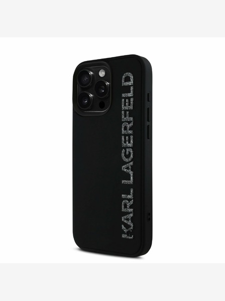 Karl Lagerfeld Karl Lagerfeld 3D gumijasti hrbtni ovitek z bleščečim logotipom za iPhone 16 Pro Max Black