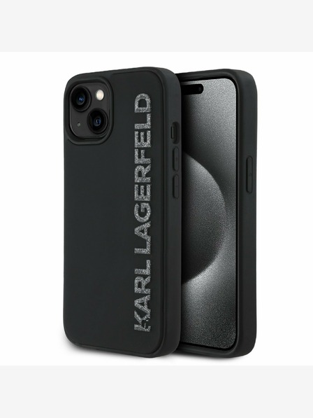 Karl Lagerfeld Karl Lagerfeld 3D gumijasti zadnji ovitek z bleščicami za iPhone 14 črn