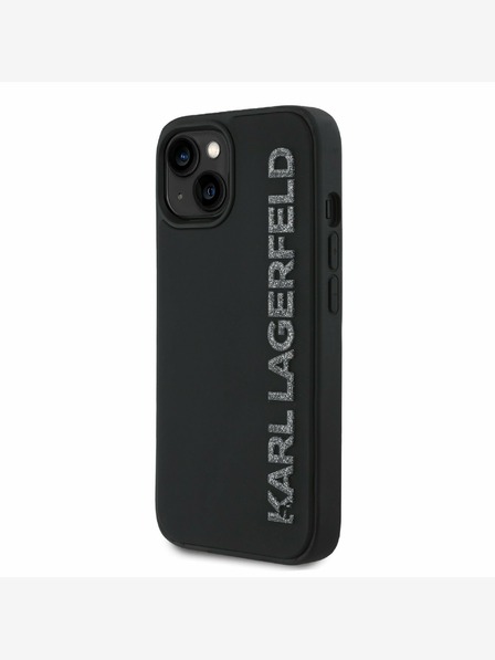 Karl Lagerfeld Karl Lagerfeld 3D gumijasti zadnji ovitek z bleščicami za iPhone 14 črn