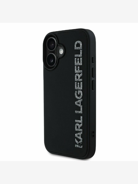 Karl Lagerfeld Karl Lagerfeld 3D gumijasti hrbtni ovitek z bleščečim logotipom za iPhone 16 črn