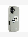Karl Lagerfeld Karl Lagerfeld 3D gumijast hrbtni ovitek z dvojnimi glavami za iPhone 16 bež