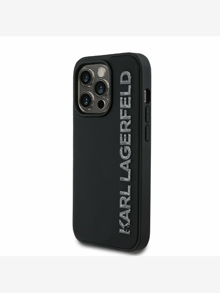 Karl Lagerfeld Karl Lagerfeld 3D gumijasti hrbtni ovitek z bleščicami za iPhone 14 Pro Black