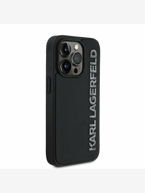 Karl Lagerfeld Karl Lagerfeld 3D gumijasti hrbtni ovitek z bleščicami za iPhone 14 Pro Black