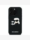 Karl Lagerfeld Karl Lagerfeld 3D gumijasti zadnji ovitek z dvojnimi glavami za iPhone 16 Pro Black