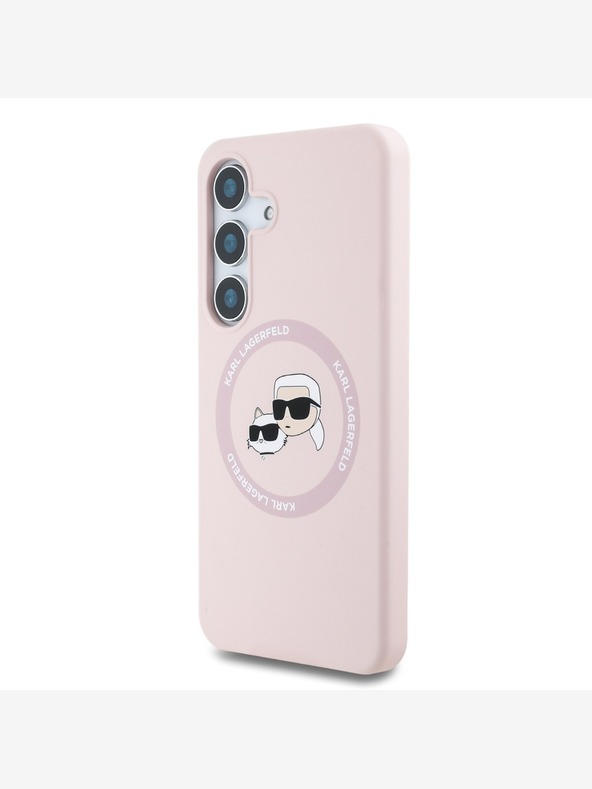 Karl Lagerfeld Karl Lagerfeld tekoči silikon K&CH Heads MagSafe hrbtni ovitek za Samsung Galaxy S25+ roza