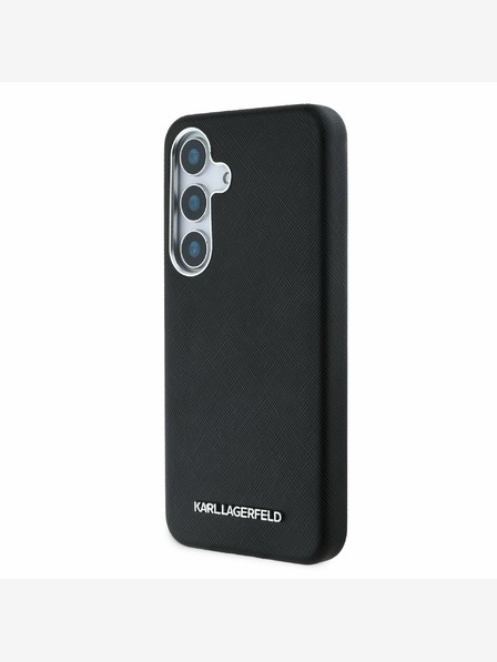 Karl Lagerfeld Karl Lagerfeld PU Saffiano kovinski logotip in okvir hrbtnega pokrova za Samsung Galaxy S25 Black
