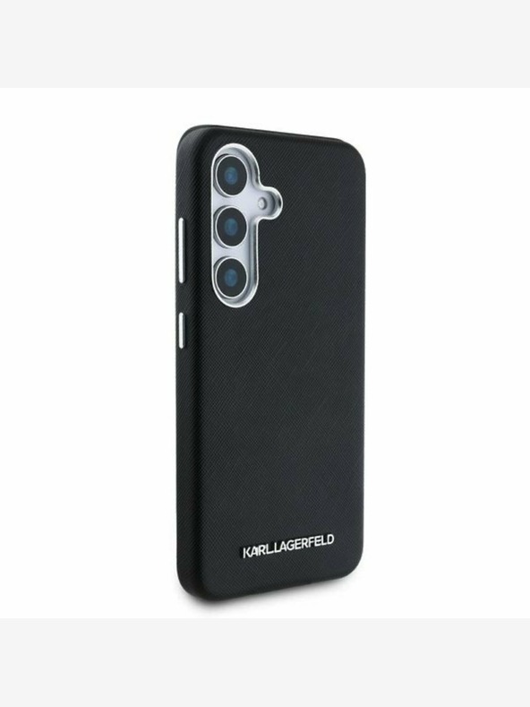 Karl Lagerfeld Karl Lagerfeld PU Saffiano kovinski logotip in okvir hrbtnega pokrova za Samsung Galaxy S25 Black