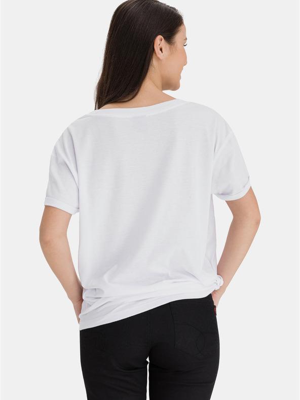 Sam 73 Bela ženska majica s potiskom SAM 73