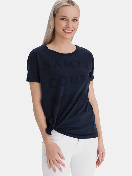 Sam 73 Temno modra ženska ohlapna majica s potiskom SAM 73