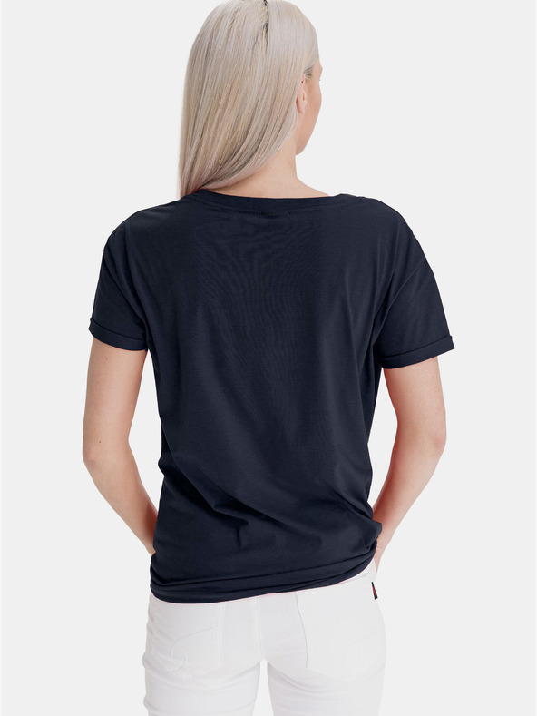 Sam 73 Temno modra ženska ohlapna majica s potiskom SAM 73