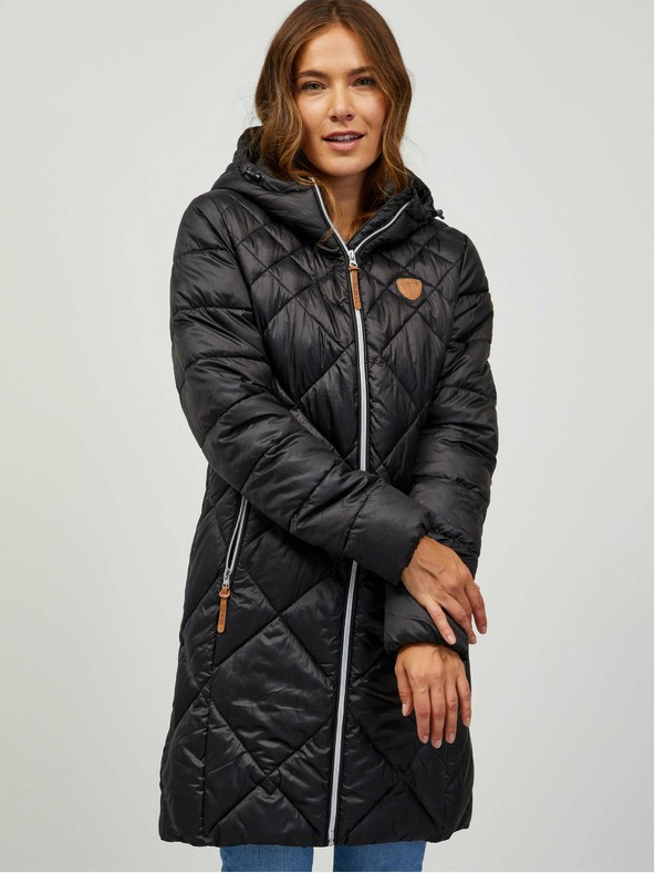 Sam 73 Črna ženska prešita jopa s kapuco Sam 73