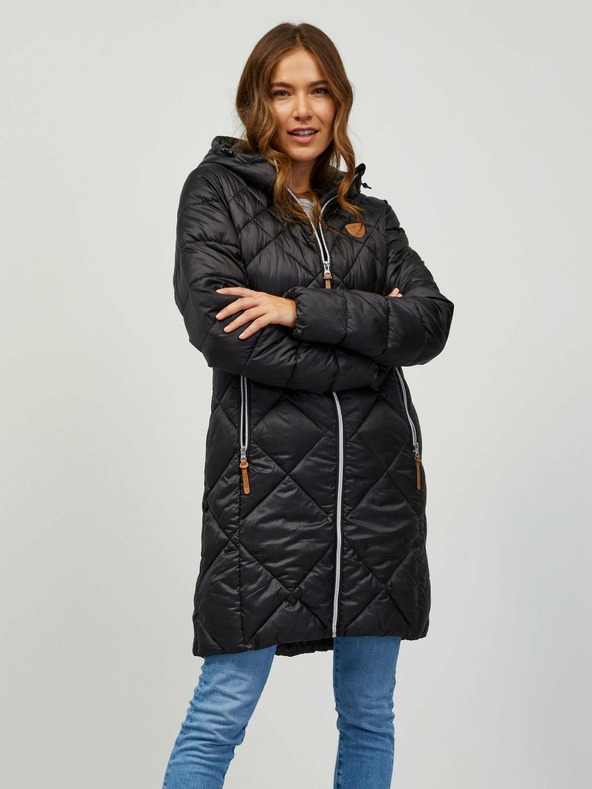 Sam 73 Črna ženska prešita jopa s kapuco Sam 73