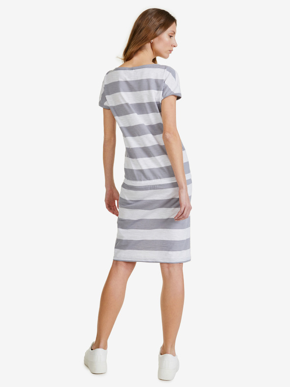 Sam 73 Bela in siva kratka črtasta ženska obleka SAM 73 Matilda