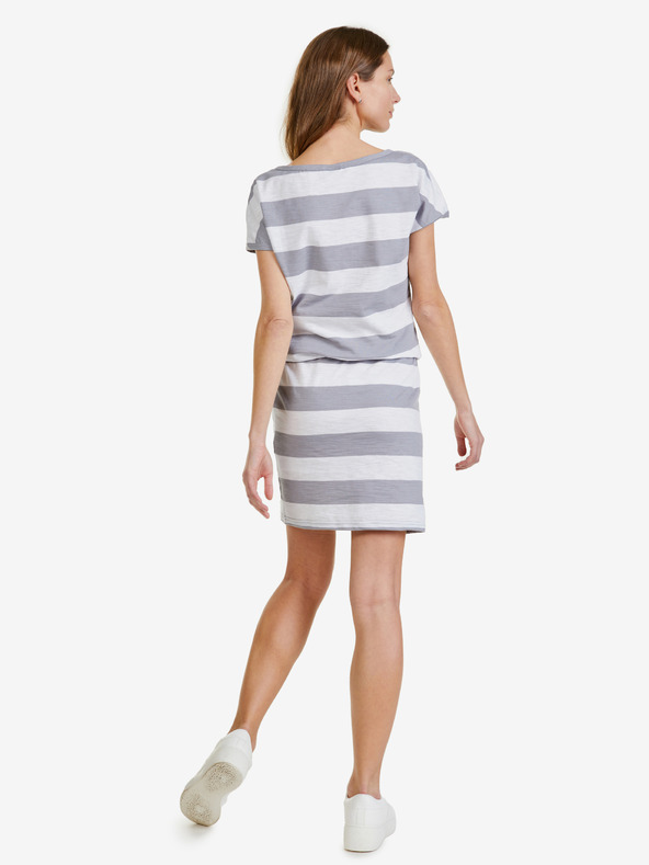 Sam 73 Bela in siva kratka črtasta ženska obleka SAM 73 Matilda