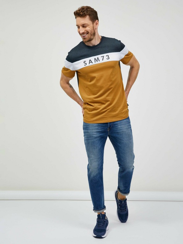 Sam 73 Sivo-rjava moška majica SAM 73 Kavix