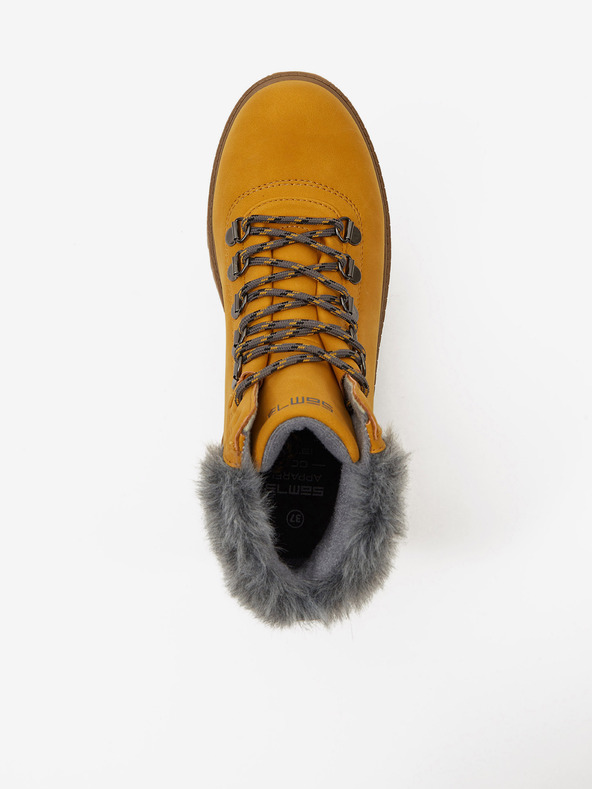 Sam 73 Gorčična barva ženski zimski gležnjarji z umetnim krznom SAM 73 Mantary