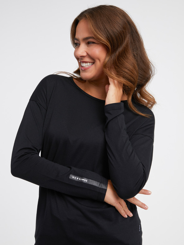 Sam 73 Črna ženska majica z dolgimi rokavi SAM 73 Patty