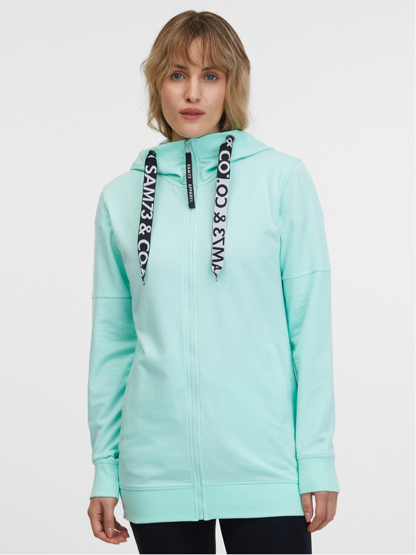 Sam 73 Turkizna ženska jopa s kapuco na zadrgo SAM 73 Lisa