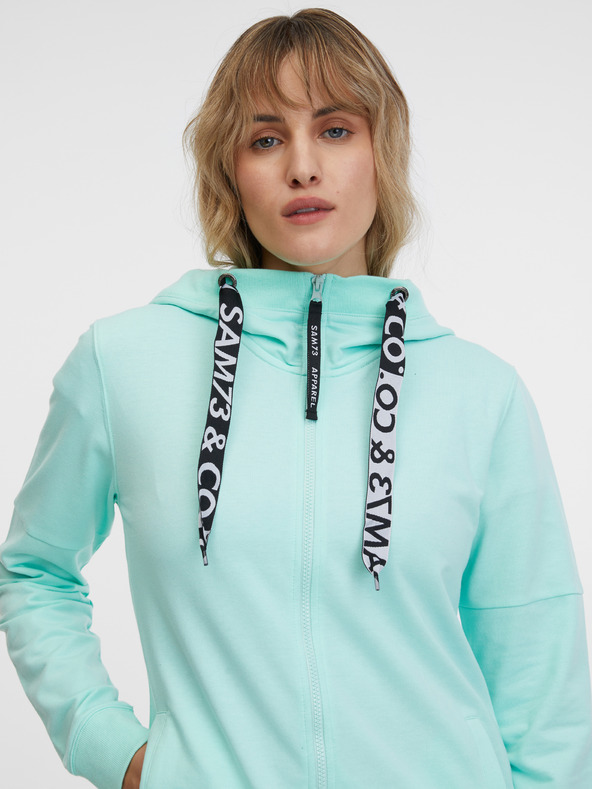Sam 73 Turkizna ženska jopa s kapuco na zadrgo SAM 73 Lisa