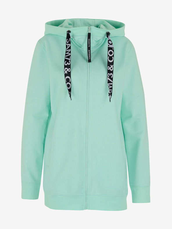 Sam 73 Turkizna ženska jopa s kapuco na zadrgo SAM 73 Lisa