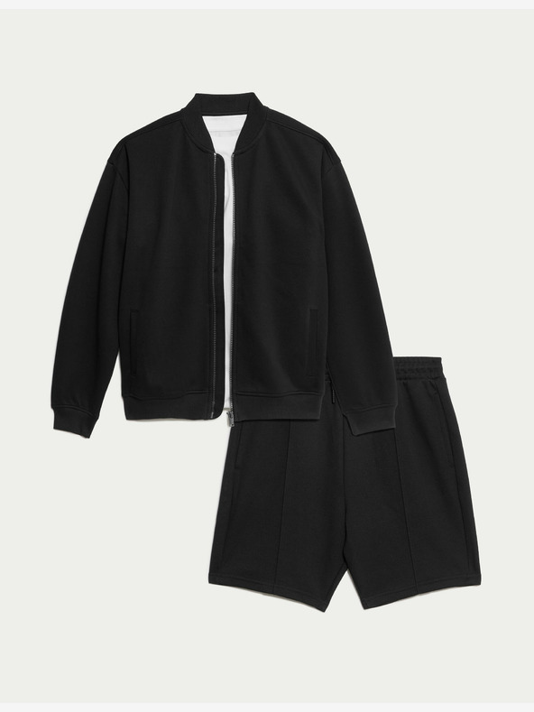 Marks & Spencer Tridelna obleka iz bombažne mešanice z zgornjim delom in kratkimi hlačami (2-16 let) Marks & Spencer črna