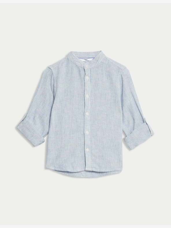 Marks & Spencer Srajca brez ovratnika iz visokega platna (1-8 let) Marks & Spencer modra
