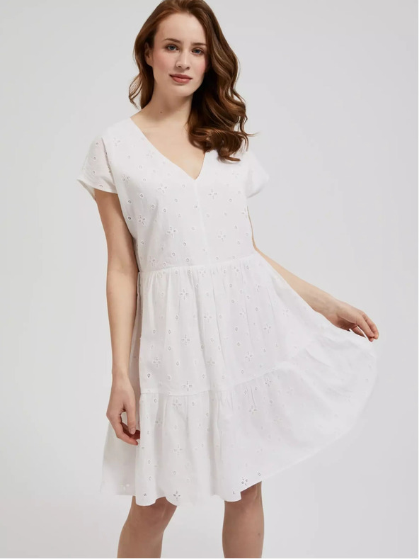 Moodo Ženska obleka bela MOODO