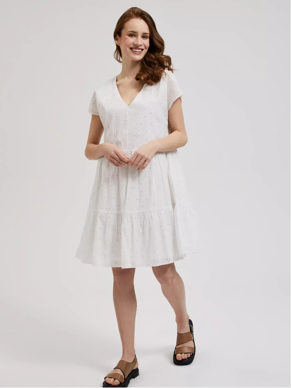 Moodo Ženska obleka bela MOODO