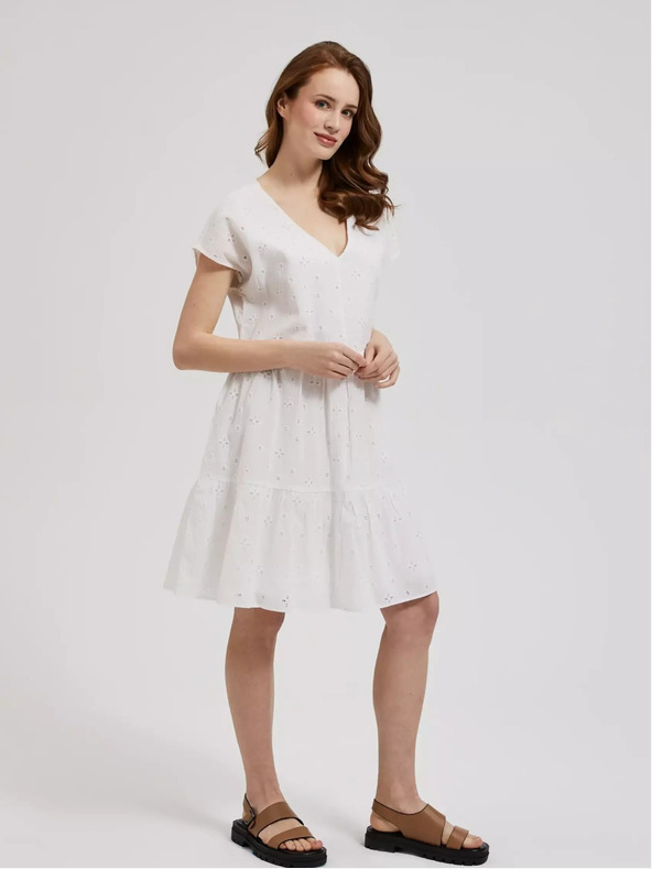 Moodo Ženska obleka bela MOODO