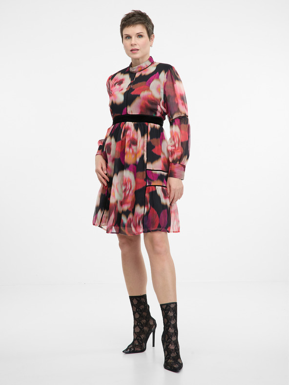 Orsay Rdeča vzorčasta ženska obleka do kolen ORSAY