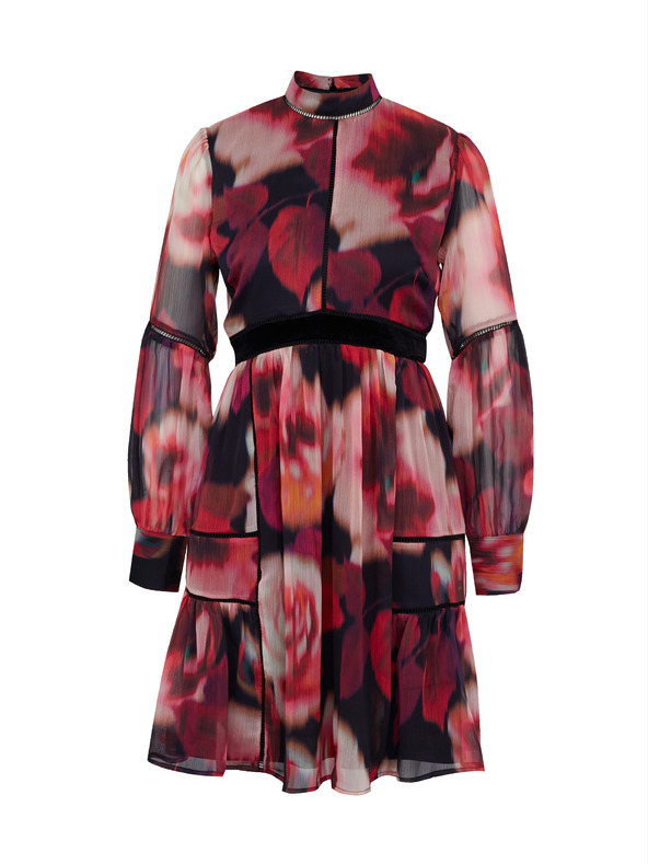 Orsay Rdeča vzorčasta ženska obleka do kolen ORSAY