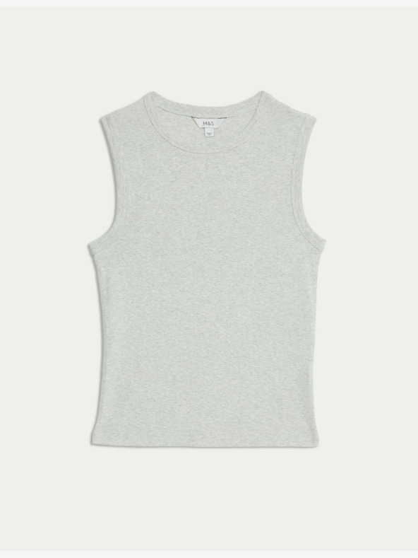 Marks & Spencer Rebrasta majica iz visokega bombaža Marks & Spencer siva