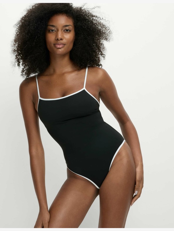 Marks & Spencer Plavke s kontrastno obrobo in kvadratnim izrezom Marks & Spencer črne barve