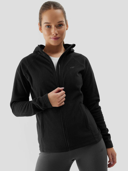 4F 4F Ženska bluza iz flisa z rednim zapenjanjem in kapuco